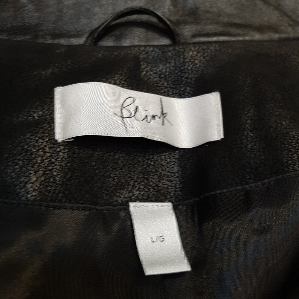 Blink By Danier Leather Jacket High Neck Mid Length Black Womens Size Large Coat - Picture 12 of 14